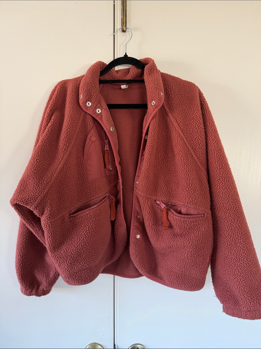 Free People FP Movement Hit The Slopes Fleece Jacket – Deep Maroon Mauve | S